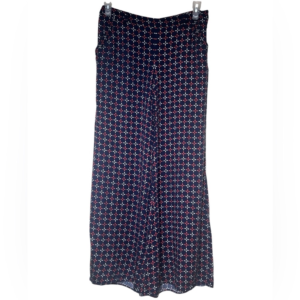 Anthropology Cartonnier navy rayon wide leg palazzo pants with geometric print - Picture 2 of 11